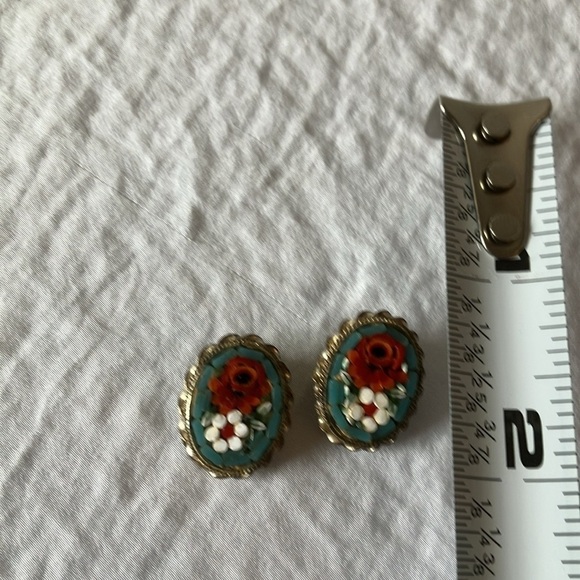 Vintage: Micro Mosaic Clip on Earrings- made in Italy - Picture 11 of 12